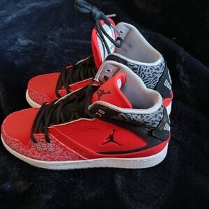 Jordan Kids' Red and Black Mid-Top Sneakers